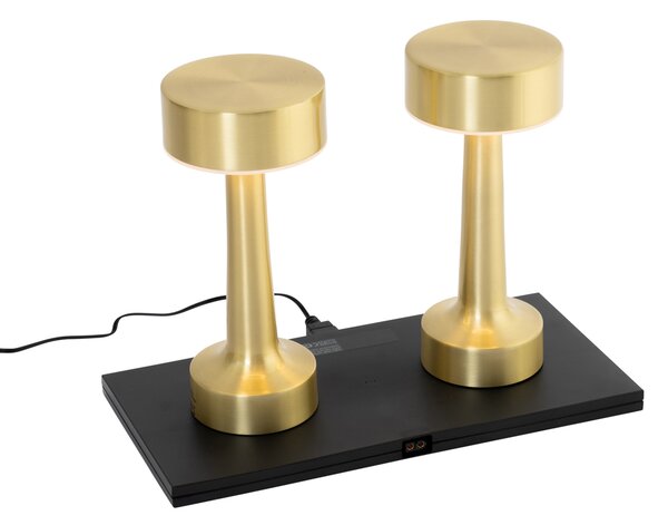 Sada 2 zlatých dobíjecích stolních lamp RGBW - Isobel