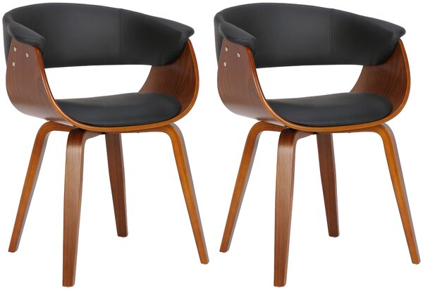 Židle Bruce (SET 2 ks) ~ koženka, dřevěné nohy ořech - Černá