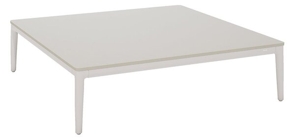Manutti Konferenční stolek Zendo Sense, Manutti, čtvercový 96x96x25 cm, rám hliník bílý white, deska brushed teak