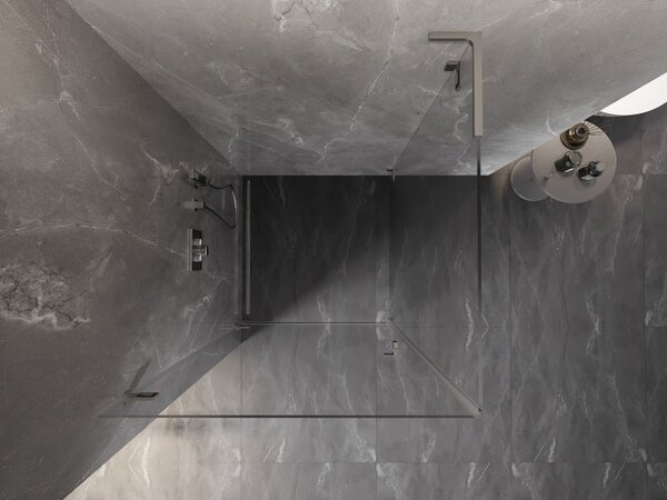 Mexen Lunar-B L sklápěcí sprchový kout levý 80 x 80 cm, čiré sklo, broušená ocel, 832L-080-080-97-00-L