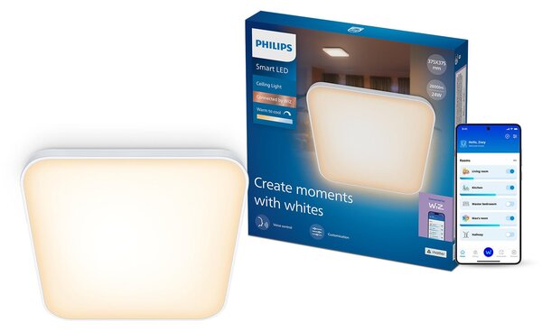 PHI Ceiling 24W W SQ 27-65 TW Smart stropní svítidlo