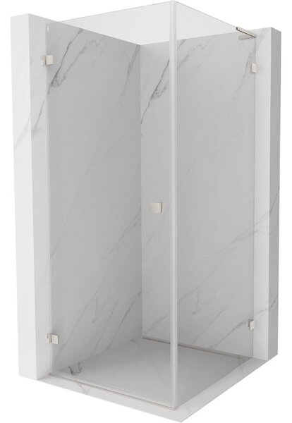 Mexen Lunar-B L sklápěcí sprchový kout levý 80 x 80 cm, čiré sklo, broušená ocel, 832L-080-080-97-00-L