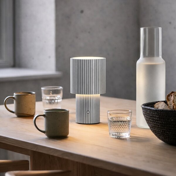 Stolní lampa Herstal, Iluma, stmívatelné, Metalická, Obývací pokoj, Hliník, Moderní