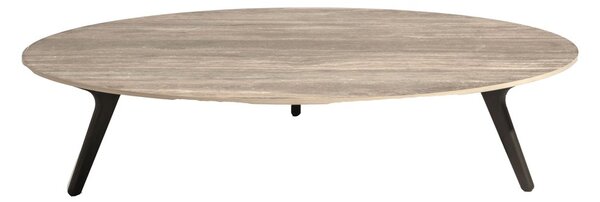 Manutti Nízký stůl Torsa, Manutti, kulatý prům. 125x24 cm, rám teak, deska keramika 12 mm, dekor fossil