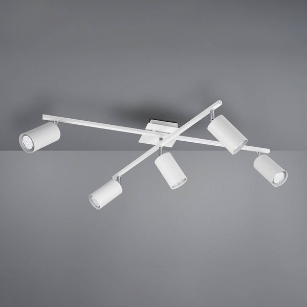 Trio Lighting Stropní bodové svítidlo Marley matně bílé 5 světel, stmívatelný, Bílá / opál, Obývací pokoj / jídelna, kov, Moderní