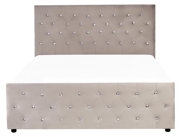 Postel s úložným prostorem Umělý samet AMIENS 140 x 200 cm Taupe
