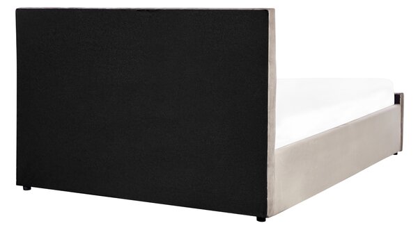 Postel s úložným prostorem Umělý samet AMIENS 140 x 200 cm Taupe