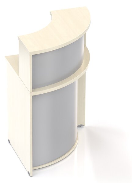 NABYTEK-DESIGNOVY.CZ - NLKA90 12 - Recepční rohový pult s nástavbou KOMFORT, 70x70x111 cm, javor