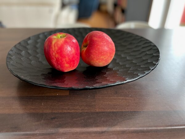 KRYT velká kulatá skleněná mísa s matnou strukturou d40 cm černé sklo