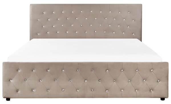 Postel s úložným prostorem Umělý samet AMIENS 180 x 200 cm Taupe