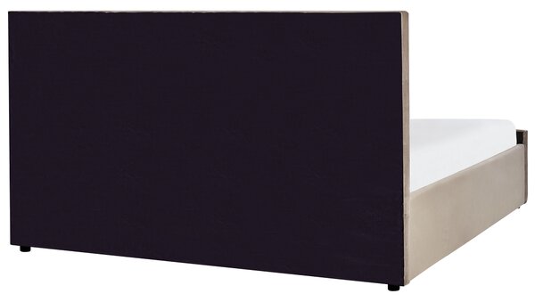 Postel s úložným prostorem Umělý samet AMIENS 180 x 200 cm Taupe