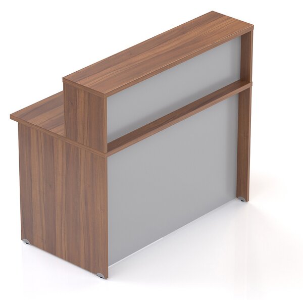 NABYTEK-DESIGNOVY.CZ - Recepční pult KOMFORT s nástavbou, 120×70×111 cm, ořech/šedá – NLKA12 19
