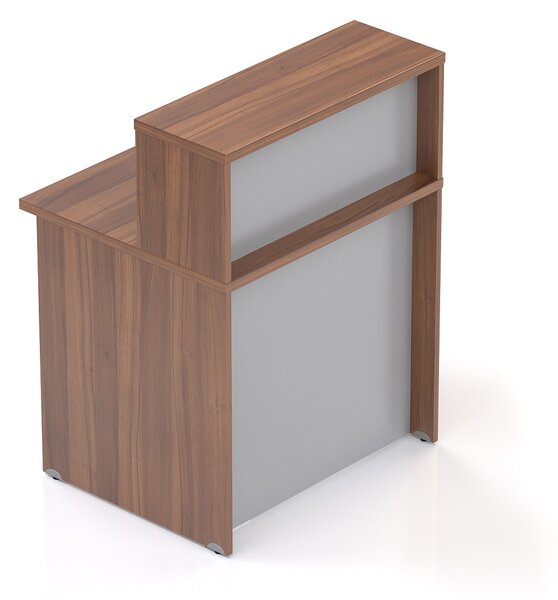 NABYTEK-DESIGNOVY.CZ - Recepční pult KOMFORT s nástavbou, 80×70×111 cm, ořech/šedá – NLKA08 19