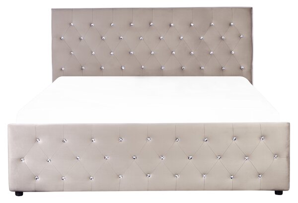 Postel s úložným prostorem Umělý samet AMIENS 160 x 200 cm Taupe