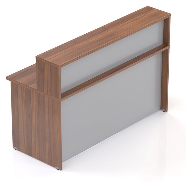 NABYTEK-DESIGNOVY.CZ - Recepční pult KOMFORT s nástavbou, 160×70×111 cm, ořech/šedá – NLKA16 19