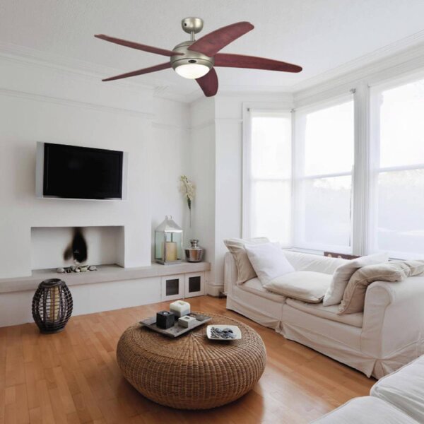 Westinghouse Bendan - ventilátor v tmavě cínové barvě, Hnědá / rez, Obývací pokoj / jídelna, Dřevo, Moderní