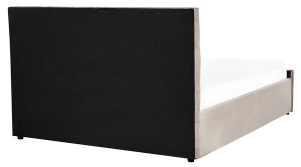 Postel s úložným prostorem Umělý samet AMIENS 160 x 200 cm Taupe