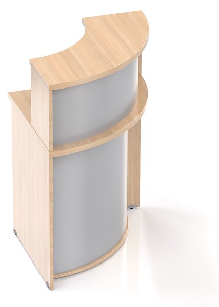 NABYTEK-DESIGNOVY.CZ - NLKA90 05 - Recepční rohový pult s nástavbou KOMFORT, 70x70x111 cm, dub/šedá