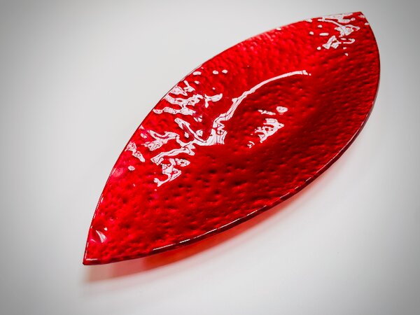 JAVA skleněná oválná mísa 35 x 15 cm červená metalická dekorace