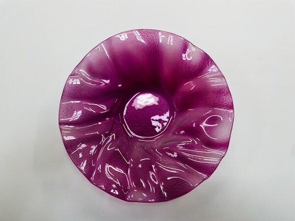 POPPY kulatá skleněná mísa d39 cm dekor ametyst