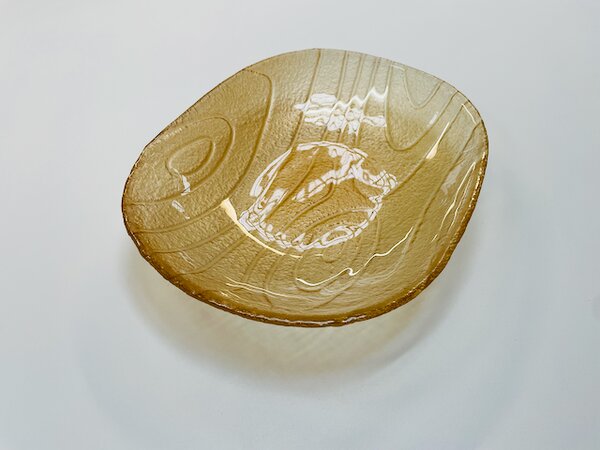 LUNOR skleněná strukturovaná mísa 30 x 23 cm dekorovaná metalickou barvou v odstínu champagne
