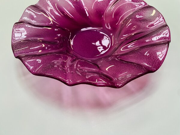 POPPY kulatá skleněná mísa d39 cm dekor ametyst