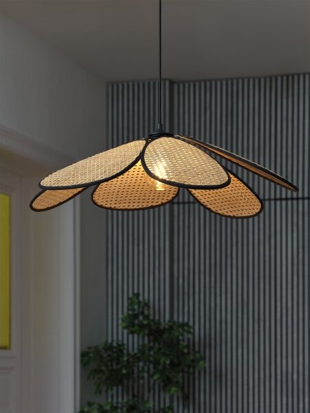 Osram - Lustr na lanku DECOR RATTAN 1xE27/15W/230V pr. 69 cm béžová/černá
