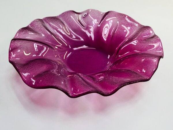 POPPY kulatá skleněná mísa d39 cm dekor ametyst