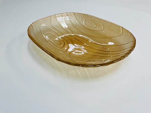 LUNOR skleněná strukturovaná mísa 30 x 23 cm dekorovaná metalickou barvou v odstínu champagne