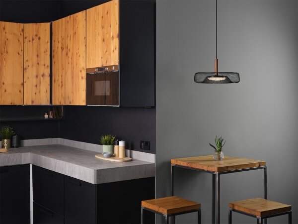 Osram - LED Lustr na lanku DECOR MESH LED/18,5W/230V pr. 40 cm černá/kaučukovník