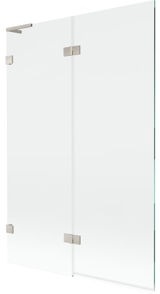 Mexen Lunar L, 2-křídlová vanová zástěna levá 120 x 150 cm, čiré sklo, broušená ocel, 897L-120-100-97-00-L