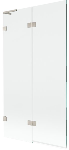Mexen Lunar L, 2-křídlová vanová zástěna levá 100 x 150 cm, čiré sklo, broušená ocel, 897L-100-100-97-00-L