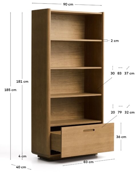 Kave Home Dubová knihovna Arelida 185 x 90 cm