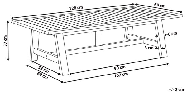 Zahradní konferenční stolek SUMBA 128 cm 69 cm Akáciové dřevo Světle hnědá