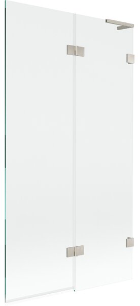 Mexen Lunar L, 2-křídlová vanová zástěna pravá 100 x 150 cm, čiré sklo, broušená ocel, 897L-100-100-97-00-P