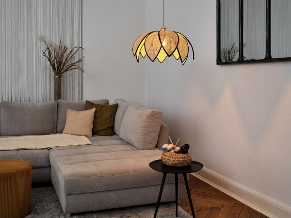 Osram - Lustr na lanku DECOR RATTAN 1xE27/15W/230V pr. 48 cm béžová/černá
