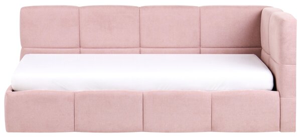 Denní postel Tkanina JACOU 90 x 200 cm s úložným prostorem Pravá Růžová