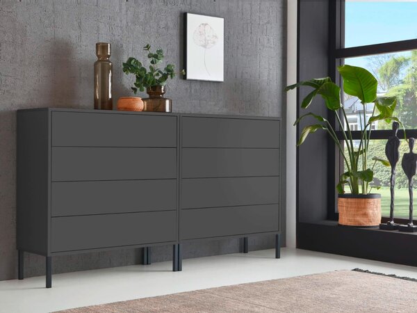 ŠIROKÁ KOMODA, antracitová, 158/86/33 cm MID.YOU - Komody na nožičkách, Online Only