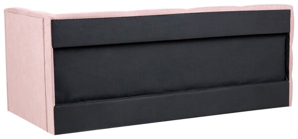 Denní postel Tkanina JACOU 90 x 200 cm s úložným prostorem Pravá Růžová