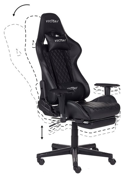 Herní křeslo VICTORY Umělá kůže Černá