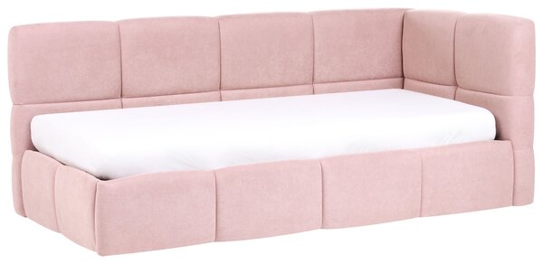 Denní postel Tkanina JACOU 90 x 200 cm s úložným prostorem Pravá Růžová