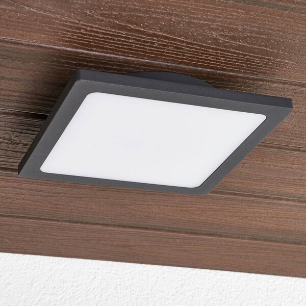 Lucande Venkovní stropní svítidlo LED Mabella, 23 cm, antracitová barva, Černá, Hliník, Moderní