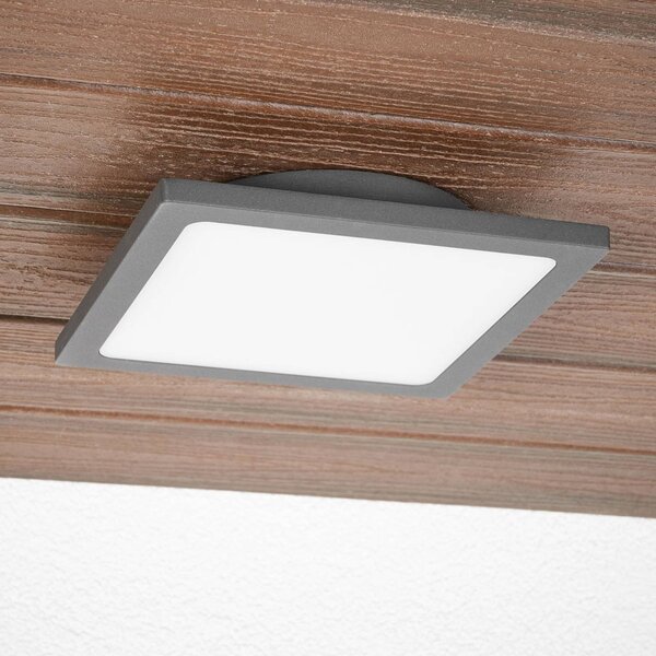 Lucande LED venkovní stropní svítidlo Mabella, 23 cm, senzor, IP65, Černá, Hliník, Moderní