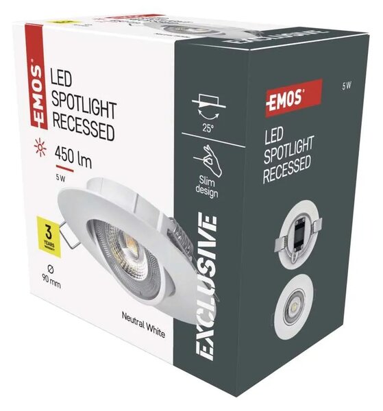 Emos lighting LED bodové svítidlo SIMMI bílé, kruh 5W neutrální bílá 1540115570