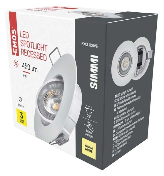 Emos lighting LED bodové svítidlo SIMMI bílé, kruh 5W teplá bílá 1540115510