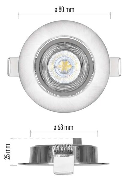 Emos lighting LED bodové svítidlo SIMMI stříbrné, kruh 5W teplá bílá 1540125510