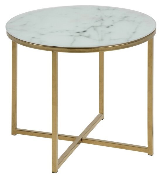 Malý kulatý konferenční stolek Bílý mramor MARIE 50cm