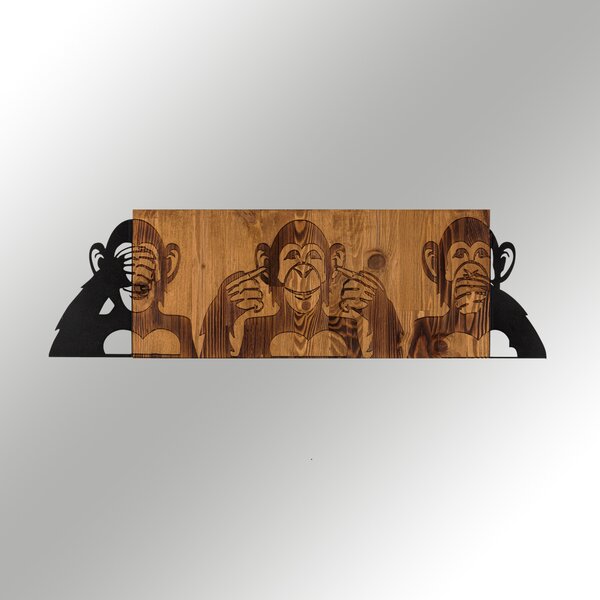 ASIR Nástěnná dekorace dřevo TŘI OPICE 80 x 25 cm