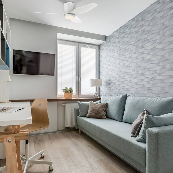 Westinghouse Stropní ventilátor LED Carla, tichý, 117 cm, bílý, stmívatelný, Bílá / opál, Obývací pokoj / jídelna, Plast, Moderní