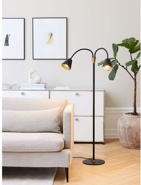 Stojací Lampa Halo Design, Černá, Obývací pokoj, Kov